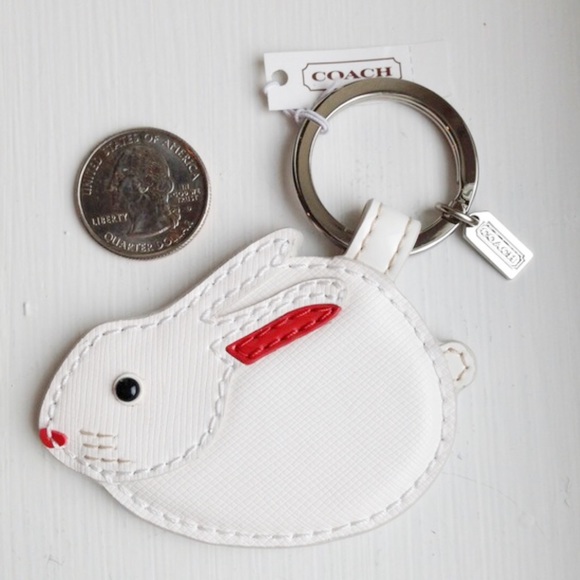 100%Auth Coach Keychain Fob~NWT~White Rabbit~ - Picture 2 of 3